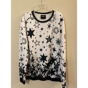 Men’s Fresh‎ Hoods Sweatshirt NWT graphic Print Stars Black White Size L